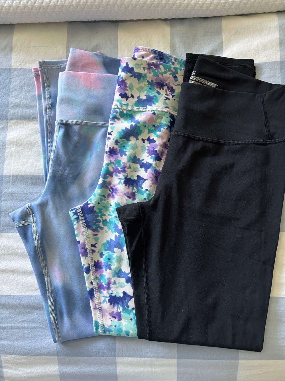 EUC Bundle of Girls' Black, Blue and Purple Patterned Leggings 10-12